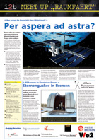 Titelseite i2b Zeitung, meet up Raumfahrt, 19 Uhr-Ausgabe